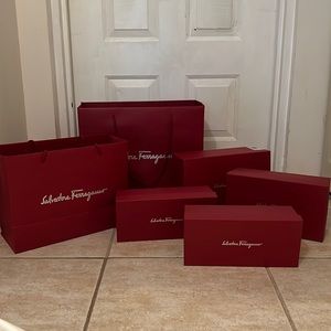 Salvatore Ferragamo Bundle of shoe boxes and shopping bags 100% Authentic
